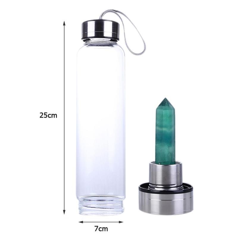 Botella de Cristal de 500 ML + Cuarzo Verde