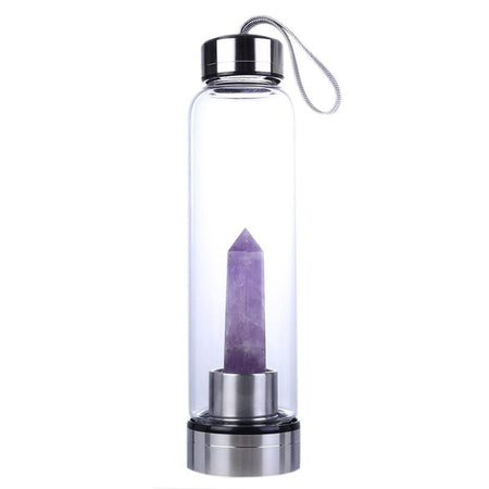 Botella de Cristal de 500 ML + Cuarzo Morado